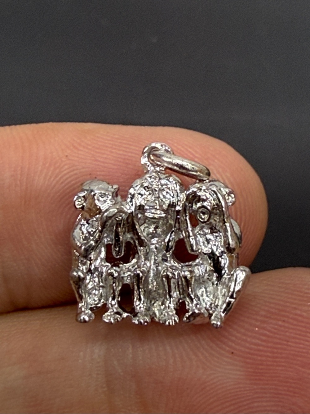 Three Wise Monkeys see no evil, hear no evil speak no evil Sterling Silver Charm